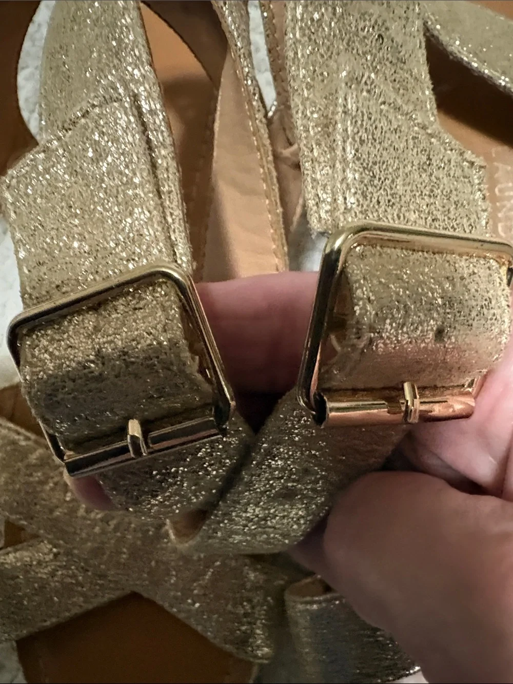 Chinese Laundry Gold Espadrille Platform Sandals with Ankle Strap